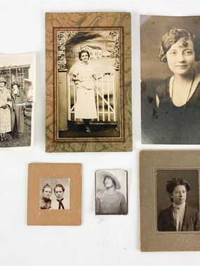 6 Vintage Antique Victorian Ladies Girls Females Photos Bundle Cabinet Cards